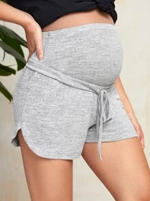 SHEIN Quần dành cho Bà bầu màu trơn Giải trí - Màu Xám nhạt - Xem 5