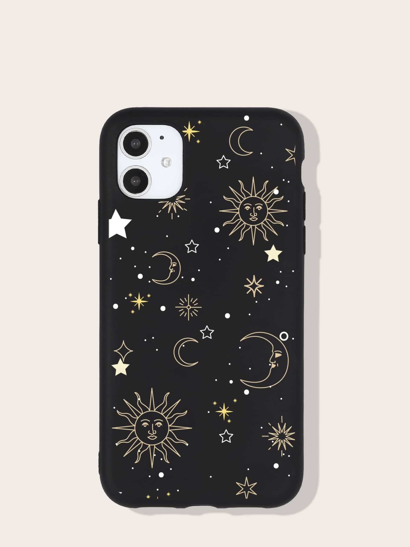 1pc Painted Sun & Moon Pattern Phone Case Compatible With IPhone - Multicolor - View 1