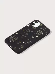 1pc Painted Sun & Moon Pattern Phone Case Compatible With IPhone - Multicolor - View 2