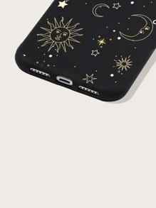 1pc Painted Sun & Moon Pattern Phone Case Compatible With IPhone - Multicolor - View 3