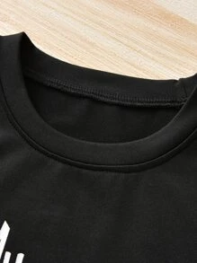 SHEIN Young Girl Slogan Graphic Tee - Black - View 3