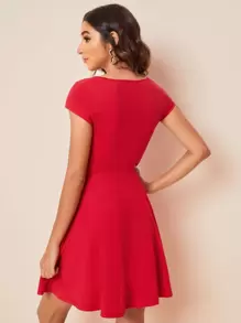 SHEIN Privé Đầm màu trơn Thanh lịch - Đỏ - Xem 2