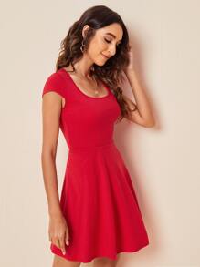 SHEIN Privé Đầm màu trơn Thanh lịch - Đỏ - Xem 3