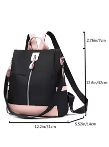 Casual Personality Contrast Color Backpack, Functional Backpack With College Style. Suitable For Shopping, Wallet, Young Women, College Students, Newcomers, White-Collar Workers. Very Suitable For Office, College, Work, Business, Commuting, Outdoor Activities, Travel And Outings.