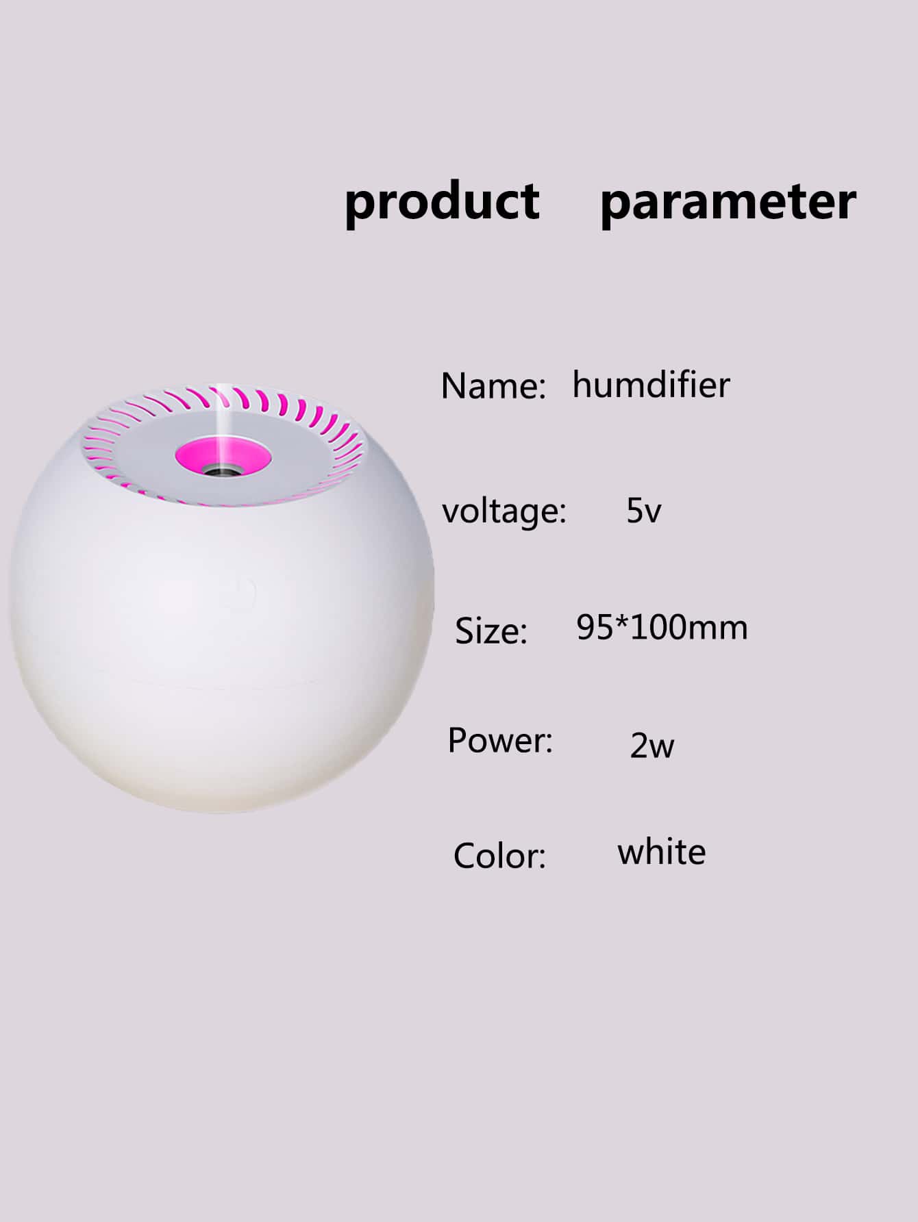 1pc Ball Shaped Humidifier - White - View 3