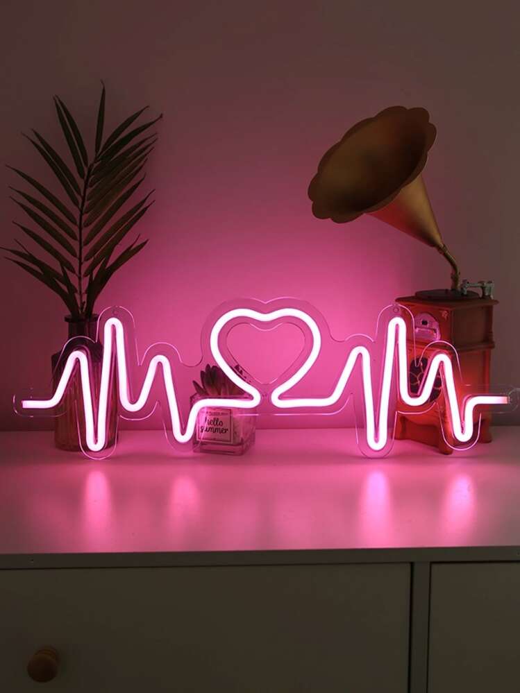 1 Pieza Luz Led De Placa De Acrílico Con Latido Del Corazón Y Interfaz Usb Para Decoración Del Dormitorio, Fiesta De Cumpleaños, Propuesta De Matrimonio, Regalo De Vacaciones, Decoración De Luces Led De Cadena Colorida Y Parpadeante - Rosa - Ver 2