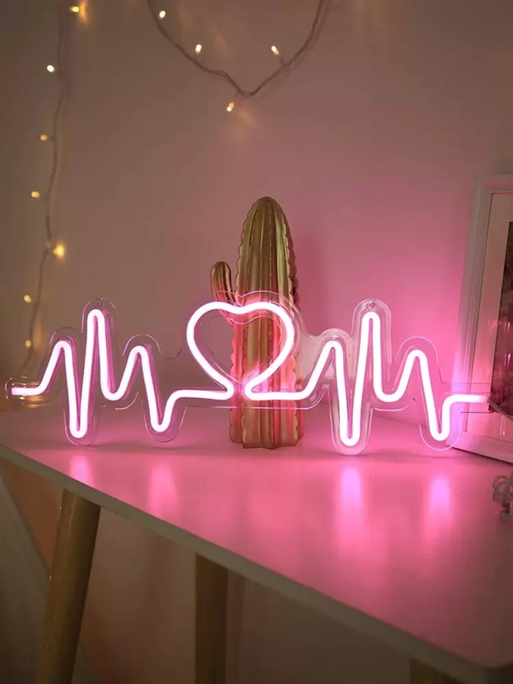 1 Pieza Luz Led De Placa De Acrílico Con Latido Del Corazón Y Interfaz Usb Para Decoración Del Dormitorio, Fiesta De Cumpleaños, Propuesta De Matrimonio, Regalo De Vacaciones, Decoración De Luces Led De Cadena Colorida Y Parpadeante - Rosa - Ver 4