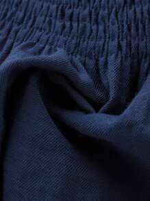 Girls Shirred Frill Trim Cami Top - Navy Blue - View 5