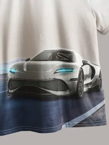 SHEIN Leap Crew Tween Boys' Casual Classic Fit Round Neck Short Sleeve Car Print T-Shirt, Summer - Multicolor - View 4