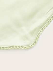 SHEIN MOD 胸部褶皺蕾絲邊後背繫帶緞面吊帶上衣 - 薄荷綠 - 查看 3