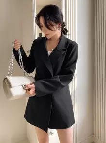 DAZY Business Casual Solid Color Blazer,Fall Clothes - Black - View 1