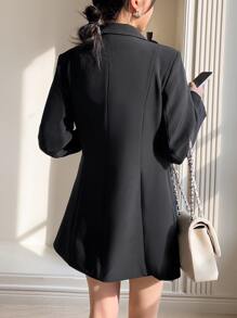 DAZY Business Casual Solid Color Blazer,Fall Clothes - Black - View 2