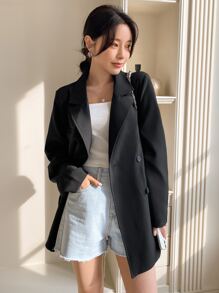 DAZY Business Casual Solid Color Blazer,Fall Clothes - Black - View 8