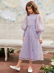SHEIN Đầm Gái Thắt lưng Ngọc trai Dây kéo màu trơn Hấp dẫn - Màu Lilac Tím - Xem 2