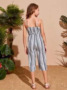SHEIN Girls Striped Wide Leg Cami Jumpsuit - Multicolor - View 2