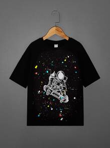 SHEIN Tops con gái Con số Giải trí - màu đen - Xem 1