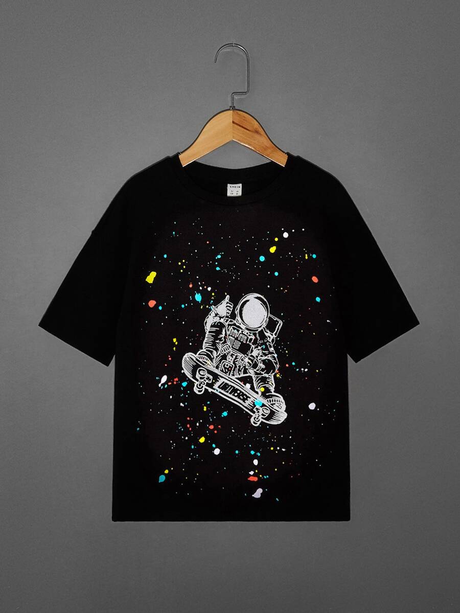 SHEIN Tops con gái Con số Giải trí - màu đen - Xem 1