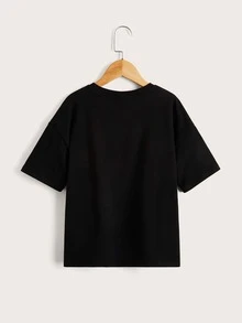 SHEIN Tops con gái Con số Giải trí - màu đen - Xem 2