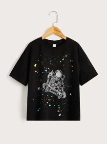 SHEIN Tops con gái Con số Giải trí - màu đen - Xem 3