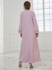 Al Najma 燙金波點印花刺繡長袍連衣裙 - 紫丁香色 - 查看 2