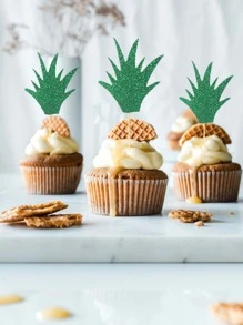 12入組樹葉形狀蛋糕裝飾 - 綠色 - 查看 1