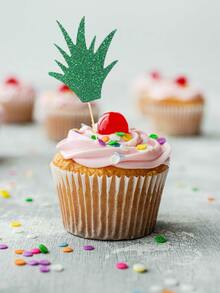 12入組樹葉形狀蛋糕裝飾 - 綠色 - 查看 2