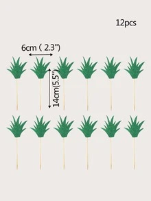 12入組樹葉形狀蛋糕裝飾 - 綠色 - 查看 3