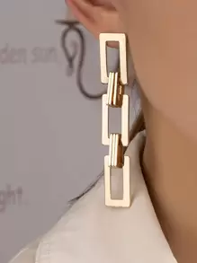 Pendientes largos con diseño de cadena - Amarillo Oro - Ver 1
