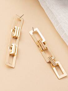 Pendientes largos con diseño de cadena - Amarillo Oro - Ver 2