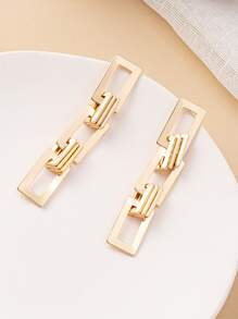 Pendientes largos con diseño de cadena - Amarillo Oro - Ver 4