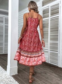 Floral Print Ruffle Hem Cami Dress - Multicolor - View 2