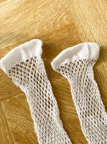 DAZY Solid Fishnet Socks - White - View 8