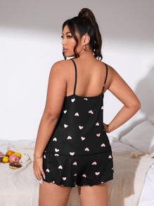 Bộ Giản Dị Kích Thước Lớn Xù nhỏ Tim Tất cả trên in Dễ thương - màu đen - Xem 2