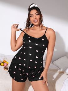 Bộ Giản Dị Kích Thước Lớn Xù nhỏ Tim Tất cả trên in Dễ thương - màu đen - Xem 3