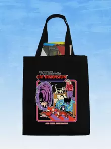 Stevenrhodes Cat Graphic Shopping Bag, Tote Bag Large, Best Fall Inspo Ideas - Black - View 1