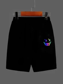 SHEIN Quần short phản quang họa tiết hoạt hình cho bé trai tuổi teen 2 chiếc - màu đen - Xem 4