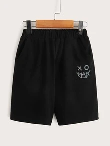 SHEIN Quần short phản quang họa tiết hoạt hình cho bé trai tuổi teen 2 chiếc - màu đen - Xem 6
