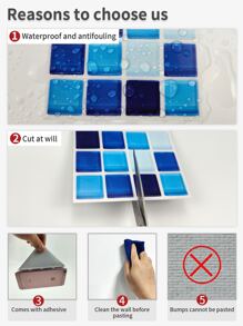 15pcs Mosaic Wall Sticker, Renovation Stickers Peel Wall Panels, Wall Paper, Wallpapers, Spring Decoration Items Refresh Your Home, Rama Decoration Stickers - Multicolor - View 6