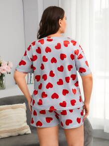 Bộ Giản Dị Kích Thước Lớn Tim Tất cả trên in Dễ thương - Màu Xám nhạt - Xem 2