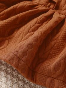 Bebé Vestido con textura de cable ribete con fruncido con diadema - Óxido marrón - Ver 5