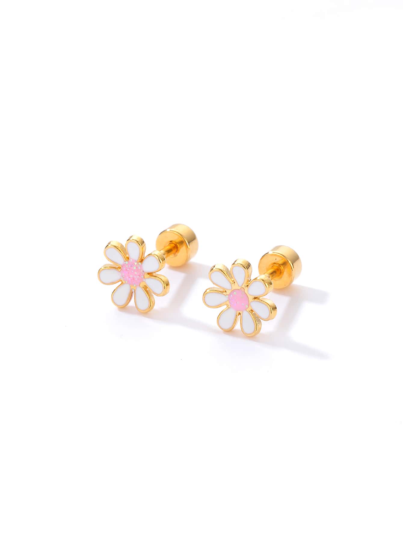 Pendientes tipo botón de decoración floral, regalo de San Valentín - Multicolor - Ver 1