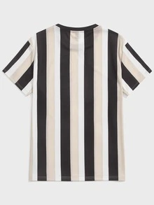 Manfinity 男士條紋和字母圖案T恤 - 彩色 - 查看 2