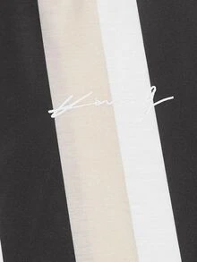 Manfinity 男士條紋和字母圖案T恤 - 彩色 - 查看 3