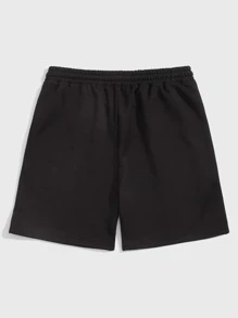 Manfinity EZcore Men Cartoon Embroidery Drawstring Waist Shorts - Black - View 2