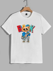 Manfinity NXTstreet Men Letter & Bear Pattern Tee - White - View 1