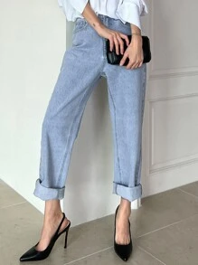 DAZY 直筒牛仔褲 - 淺色水洗藍 - 查看 2