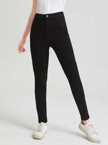 SHEIN Teen Girl Washed Jeans - Black - View 1