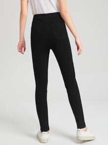 SHEIN Teen Girl Washed Jeans - Black - View 2