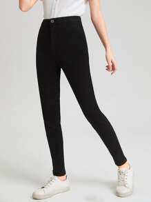 SHEIN Teen Girl Washed Jeans - Black - View 4
