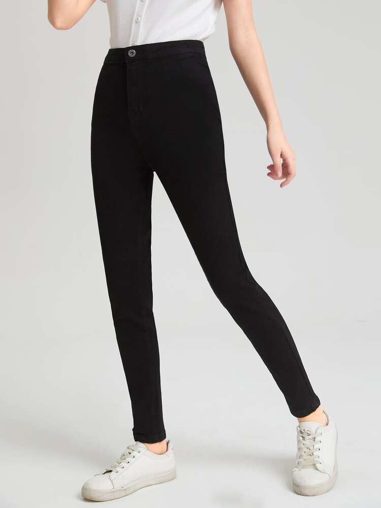 SHEIN Teen Girl Washed Jeans - Black - View 4